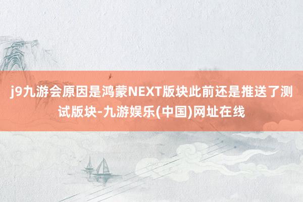 j9九游会原因是鸿蒙NEXT版块此前还是推送了测试版块-九游娱乐(中国)网址在线